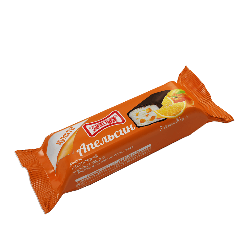 Глазурований сирок з цукатами апельсину 23% 36гр Злагода